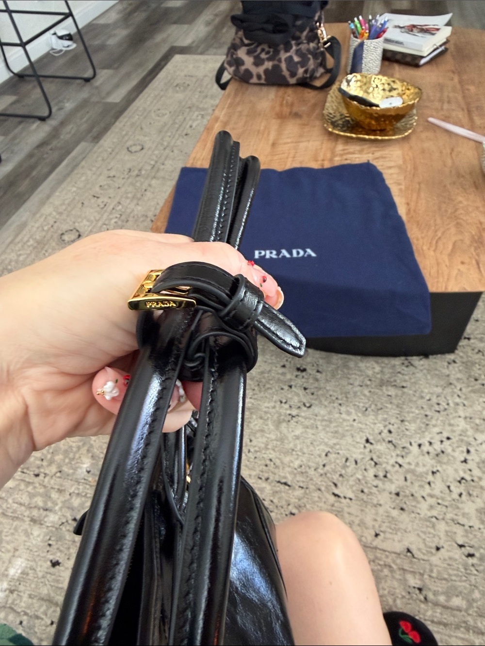 Prada Black Bonnie Shoulder bag with Gold Hardware NWOT - Picture 9 of 11